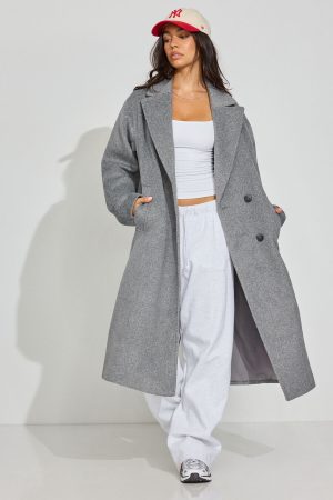Oversized Long Felted Trench Coat