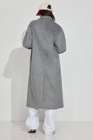 Oversized Long Felted Trench Coat