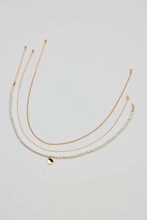 Set of 3 Pearl and Chain Necklaces