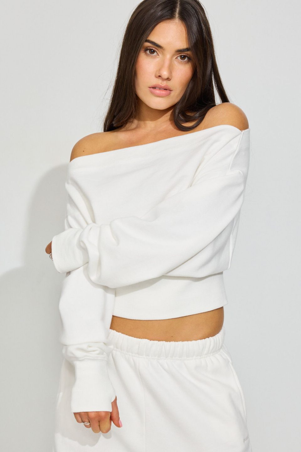 SoftTerry Rib Off Shoulder Sweater