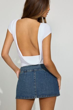 Cowl Back Short Sleeve Top