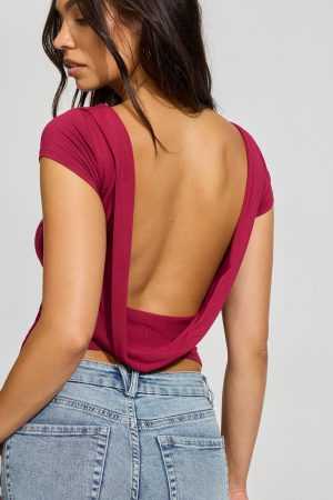 Cowl Back Short Sleeve Top