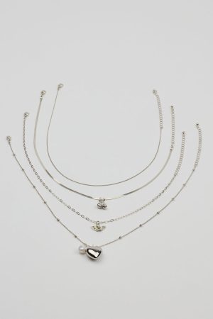 Set of 4 Angel and Cherry Pendant Necklaces