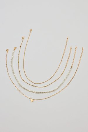 Set of 4 Heart & Pearls Necklaces