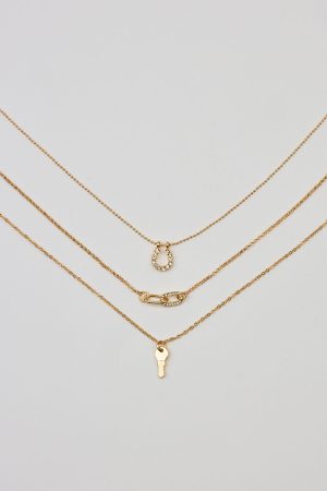 Set of 3 Key, Shoehorn & Link Necklaces